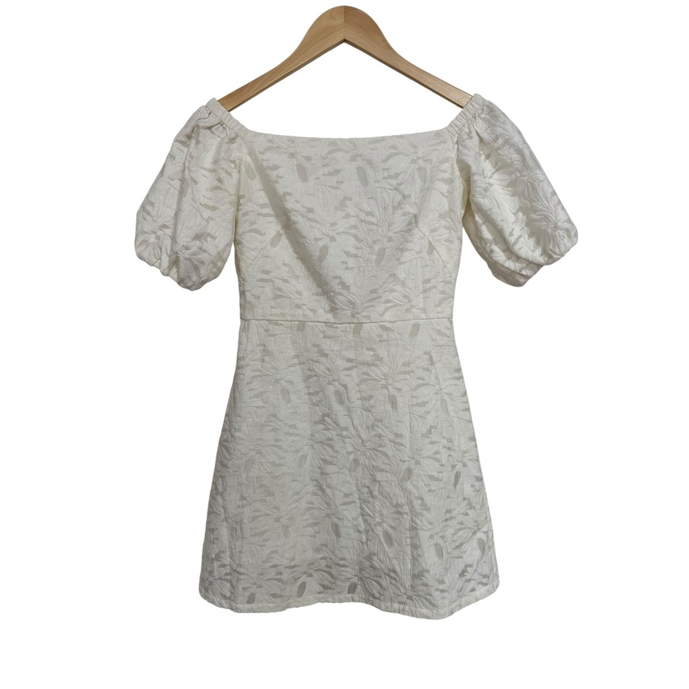 & Other Stories Paris Atelier Floral Puff Sleeve Mini Dress White Ivory Size 2‎